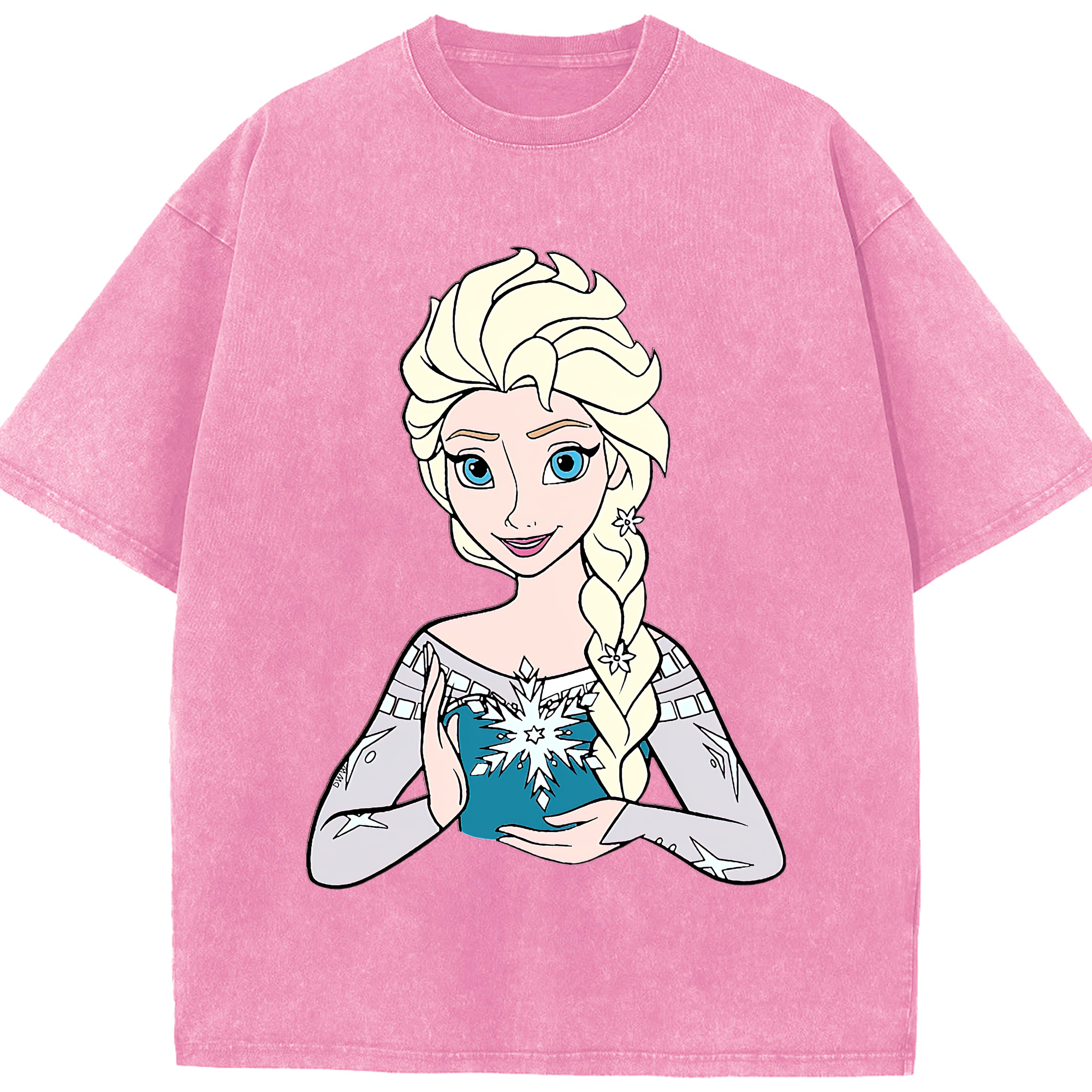 （画像用） アナと雪の女王 アンナ エルサ Frozen Anna Elsa 綿100% ヴィンテージ風 半袖Tシャツ（フロントプリント）